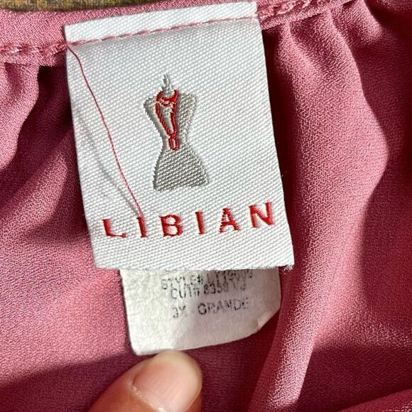 Libian Pink Off The Shoulder Lace Sleeve Blouse 3X - Picture 5 of 9